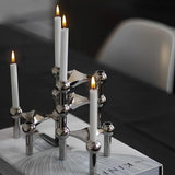Geometrische Kaarshouder Set – Modulair Design (Goud/Zilver/Zwart)